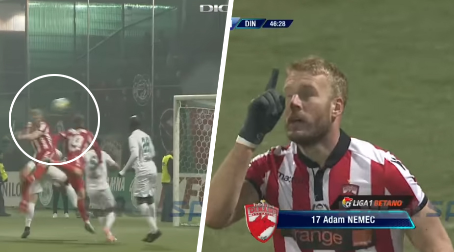 Adam Nemec zaujal v Rumunsku kurióznym gólom, keď sa trafil chrbtom otočený k bránke! (VIDEO)