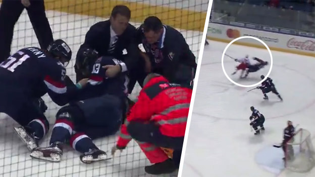 Brutálny faul na Nedorosta v zápase s Jekaterinburgom. Útočník Slovana zostal bezvládne ležať na ľade a museli ho transportovať do nemocnice! (VIDEO)