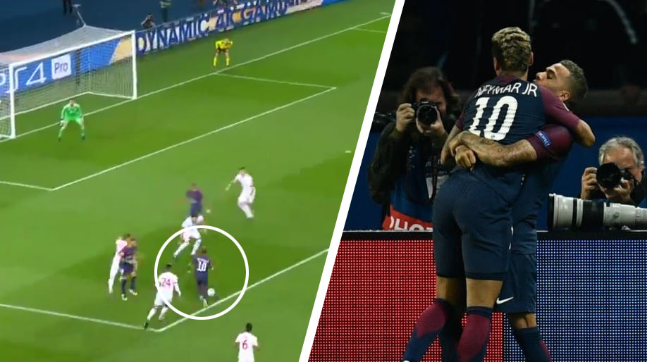 Neymar parádnym sólom odpútal celú obranu Bayernu a krásne prihrával Alvesovi, ktorý otvára skóre! (VIDEO)