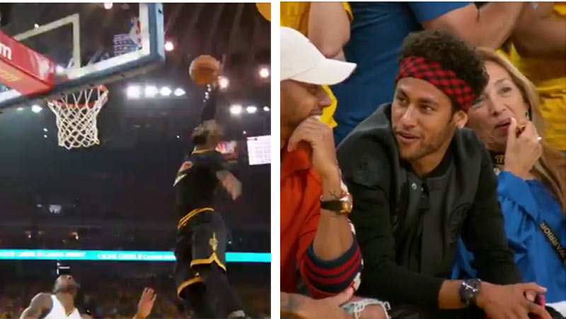 Neymar sa prišiel pozrieť na finále NBA. Jeho reakcia po parádnom zavesení LeBrona Jamesa baví internet! (VIDEO)