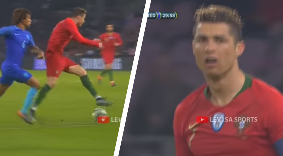 Toto už Cristiano Ronaldo nemôže myslieť vážne. Proti Holandsku sám zakopol, požadoval pokutový kop! (VIDEO)