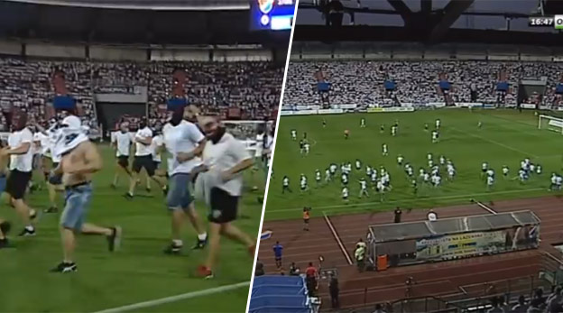 Ostravskí chuligáni vtrhli na ihrisko počas druholigového derby s Opavou! (VIDEO)