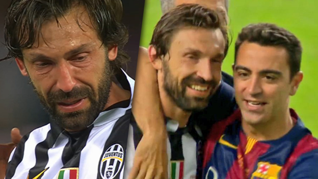 Pirlo so slzami v očiach sledoval oslavujúcich hráčov Barcelony