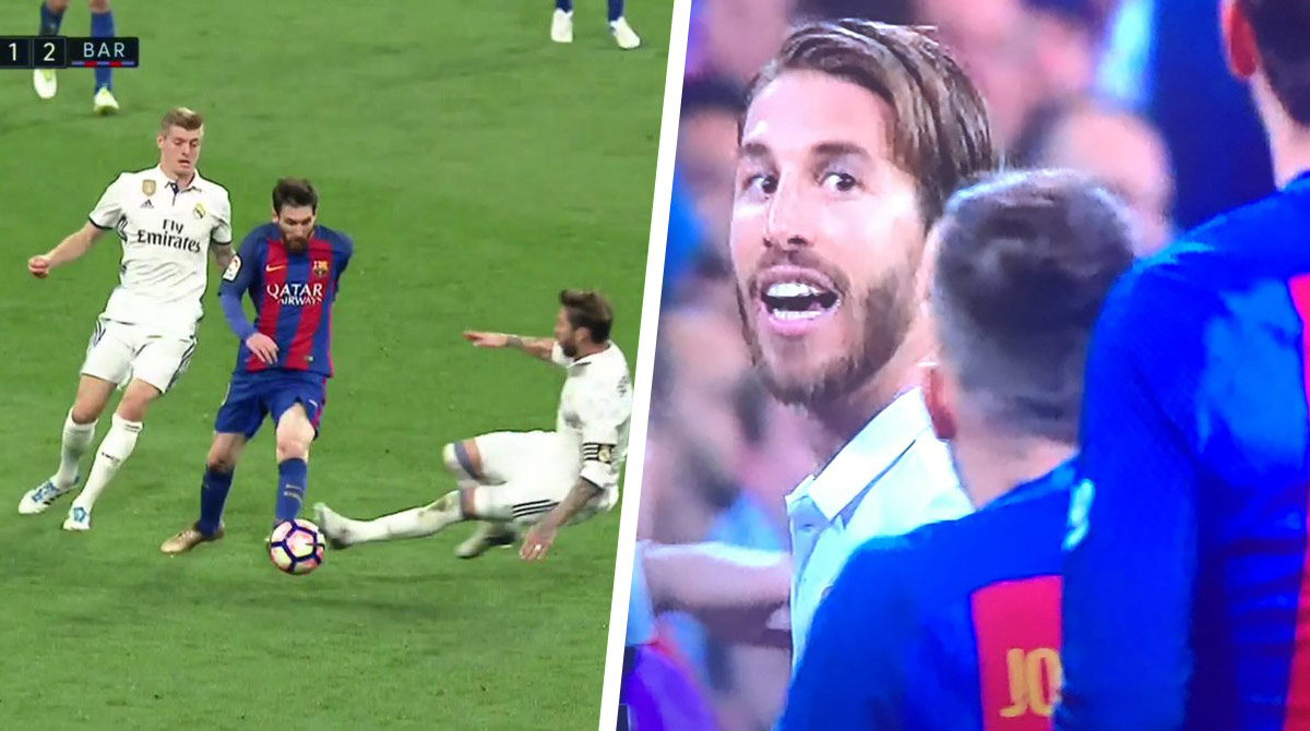 Sergio Ramos takmer dolámal Messiho v El Clásicu. Rozhodca mu okamžite udelil červenú kartu! (VIDEO)