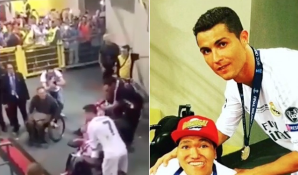 Krásne gesto: Ronaldo sa po triumfe v Lige Majstrov venoval fanúšikom na vozíčku! (VIDEO)