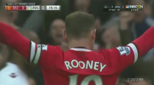 Rooney a jeho parádny gól z otočky proti Aston Ville