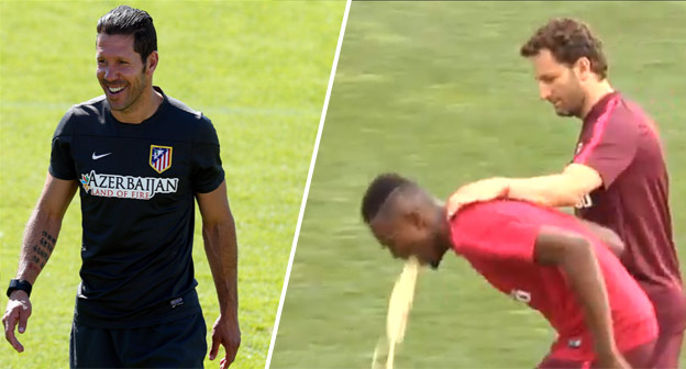 Diego Simeone na prvom tréningu privítal nového hráča. Ten to neuniesol a povracal sa! (VIDEO)