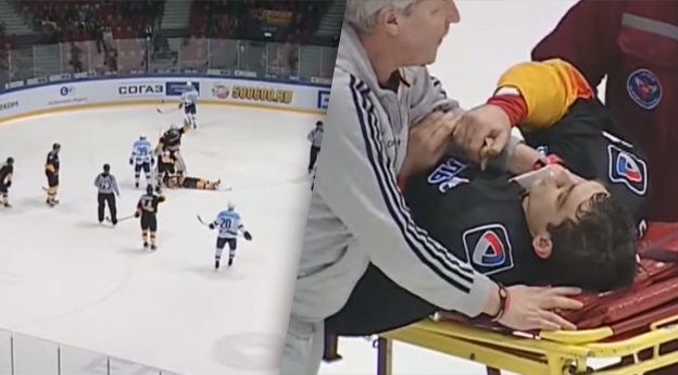 Ďalšie desivé zranenie v KHL: Stasenko sa hodil do strely, tá ho nešťastne trafila do hlavy! (VIDEO)