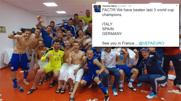 Vlado Weiss poslal na Twitteri odkaz do sveta: Porazili sme 3-krát Majstrov Sveta, Vidíme sa vo Francúzsku!