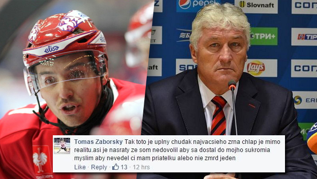 Tomáš Záborský odkazuje trénerovi Slovana Říhovi: Chudák najväčšieho zrna, Zmrd jeden!