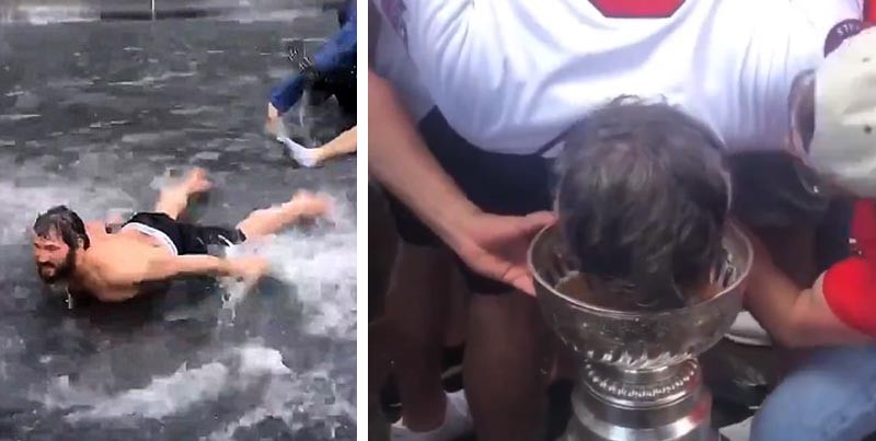 Ako sa Alexander Ovečkin na námestí kúpal vo fontáne! (VIDEO)