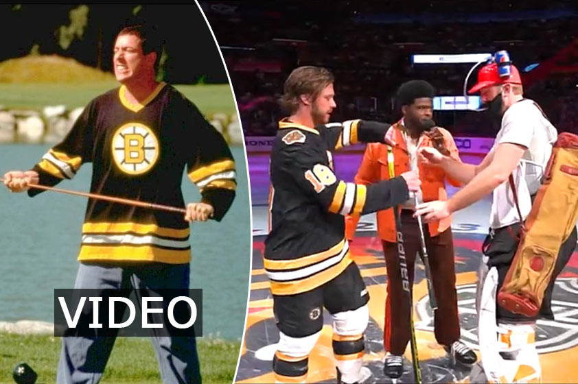 David Pastrňák pobavil v súťaži zručností NHL, keď napodobnil film s Adamom Sandlerom
