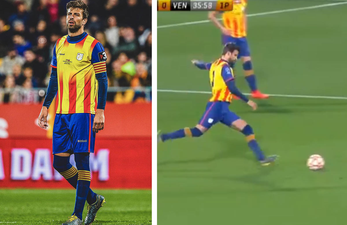 Toto v Barcelone neuvidíte: Pique a jeho priamy kop v drese Katalánska! (VIDEO)