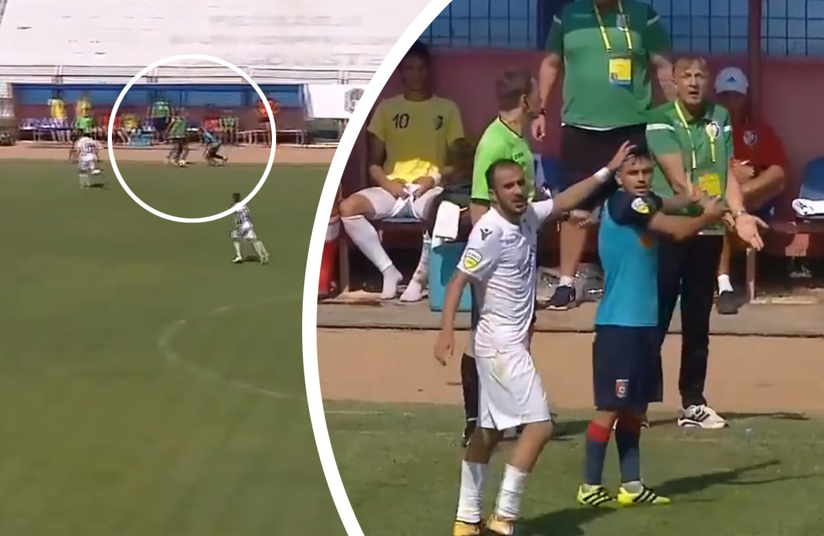 Tréner v Rumunsku fauloval hráča súpera. Rozhodca ho ihneď vylúčil! (VIDEO)