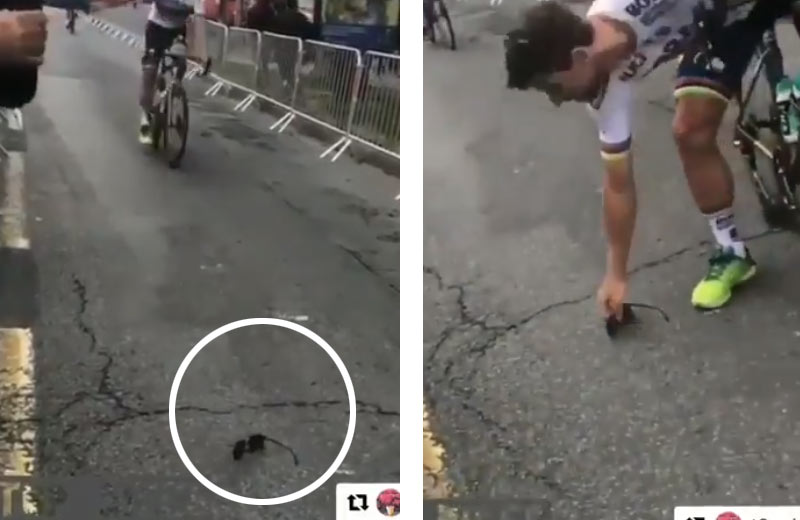 To je frajer: Fanúšikovi spadli okuliare na trať. Peter Sagan zastavil a podal mu ich! (VIDEO)