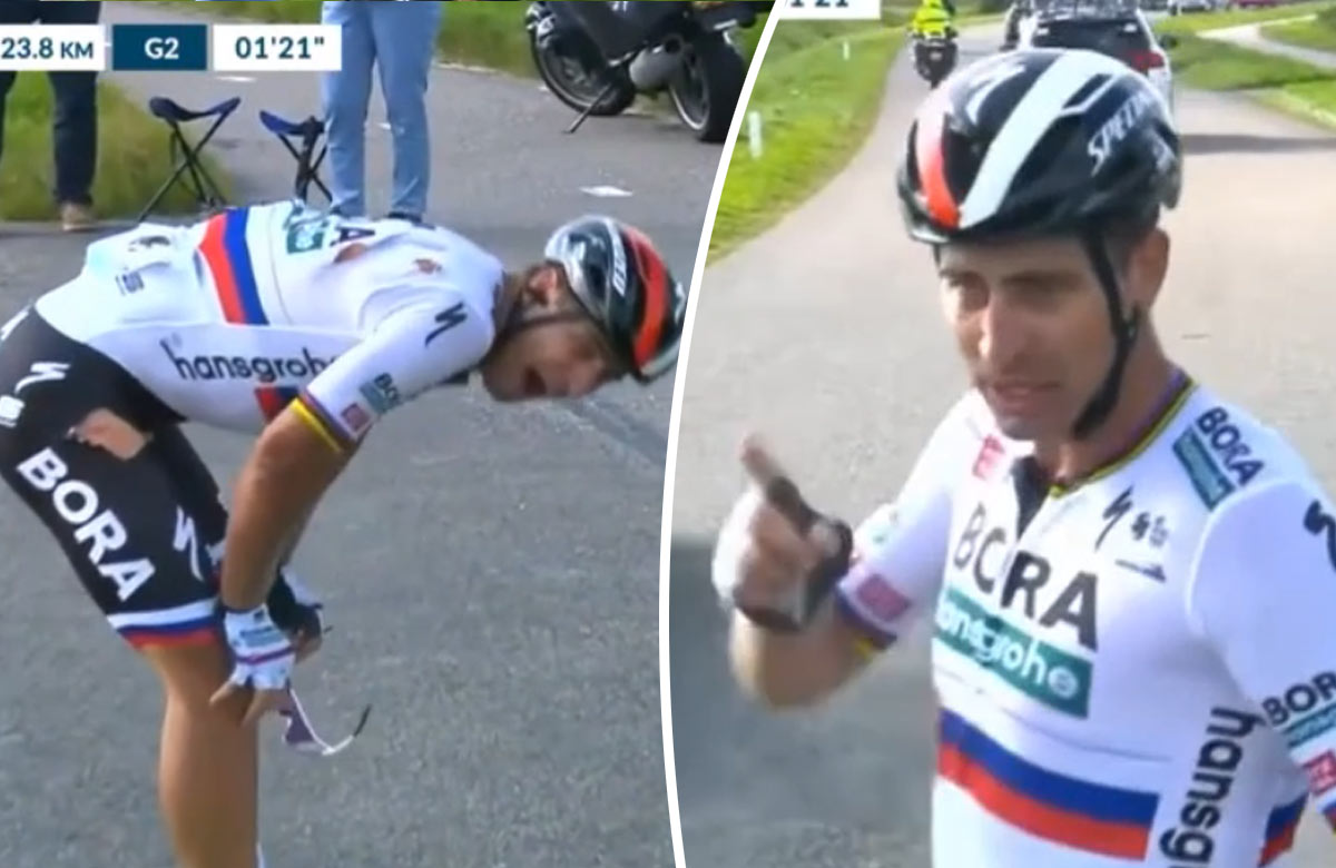Vytočený Sagan po páde na pretekoch Okolo Beneluxu (VIDEO)