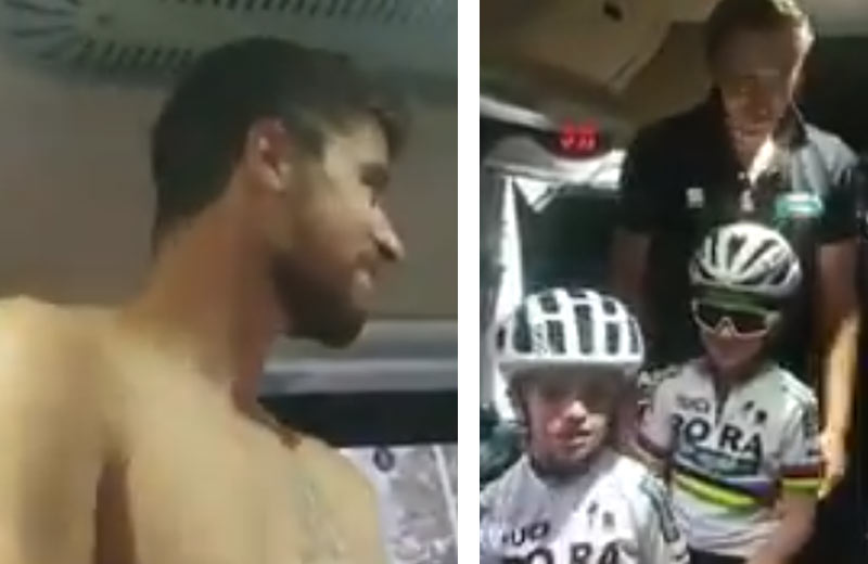 Peter Sagan ukázal dvom malým fanúšikom zo Slovenska autobus jeho tímu! (VIDEO)