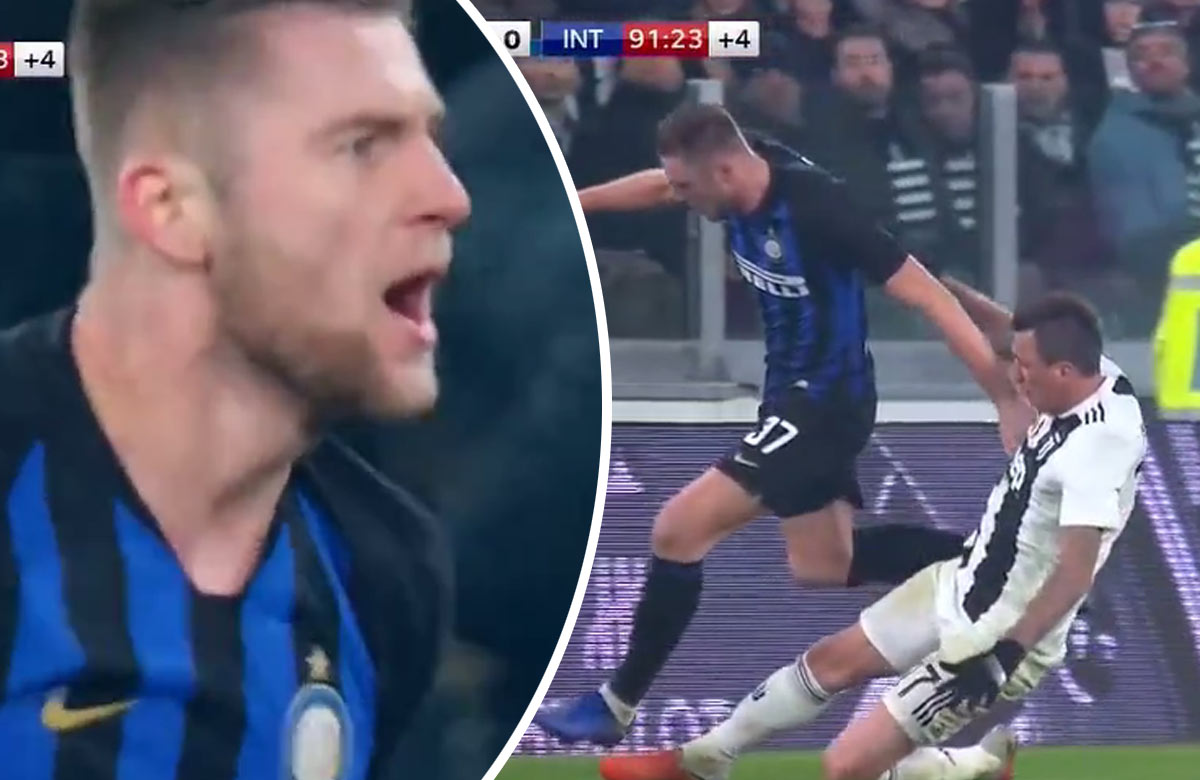 Fantastická akcia Škriniara proti Juventusu. Mandžukičov faul však rozhodca neodpískal a prišlo tak oplácanie! (VIDEO)