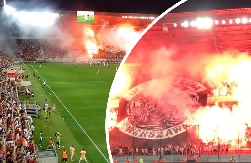 Fanúšikovia Legie Varšava a ich pekelná show počas zápasu v Trnave! (VIDEO)