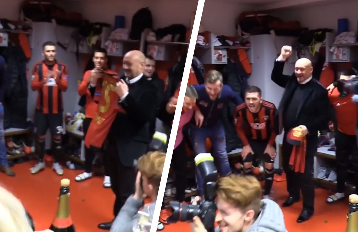 Dojatý odchádzajúci majiteľ Trnavy oslavuje s hráčmi triumf nad Fenerbahce (VIDEO)