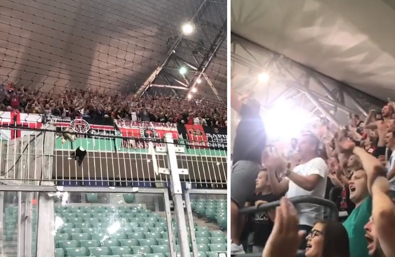 Skvelí fanúšikovia Trnavy podporujú svoj Spartak počas zápasu vo Varšave! (VIDEO)