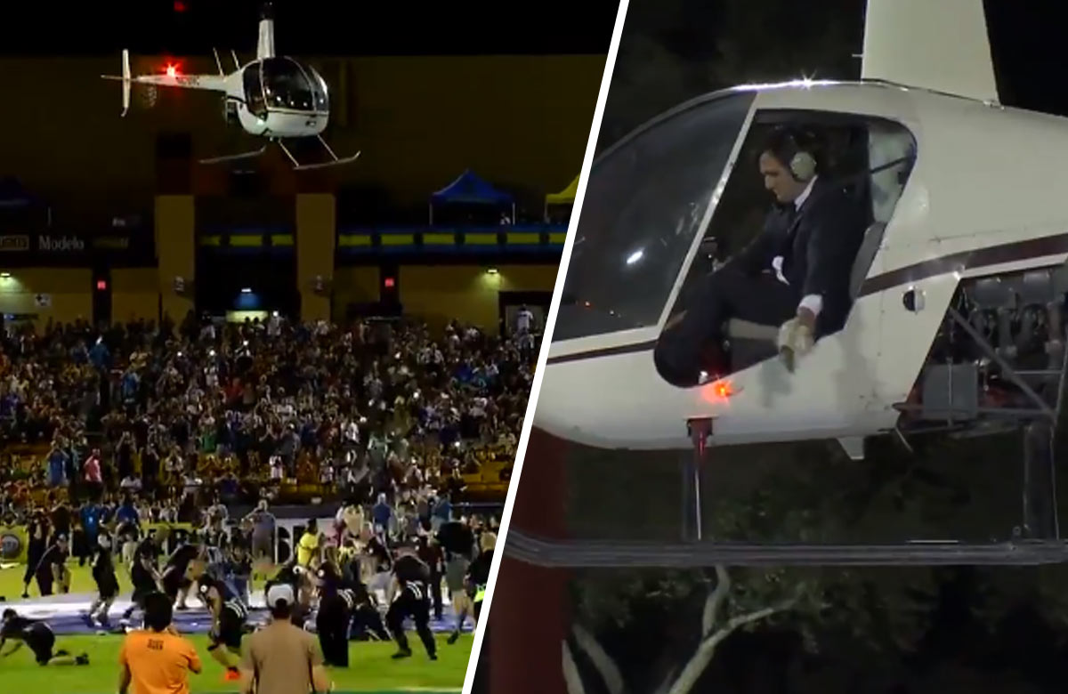 Jedine v Amerike: Futbalový klub počas zápasu vyhadzoval peniaze z vrtuľníka pre fanúšikov! (VIDEO)