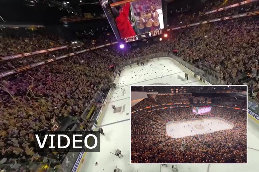 Úžasné dronové zábery na štadióne Vegas Golden Knights po zisku Stanley Cupu
