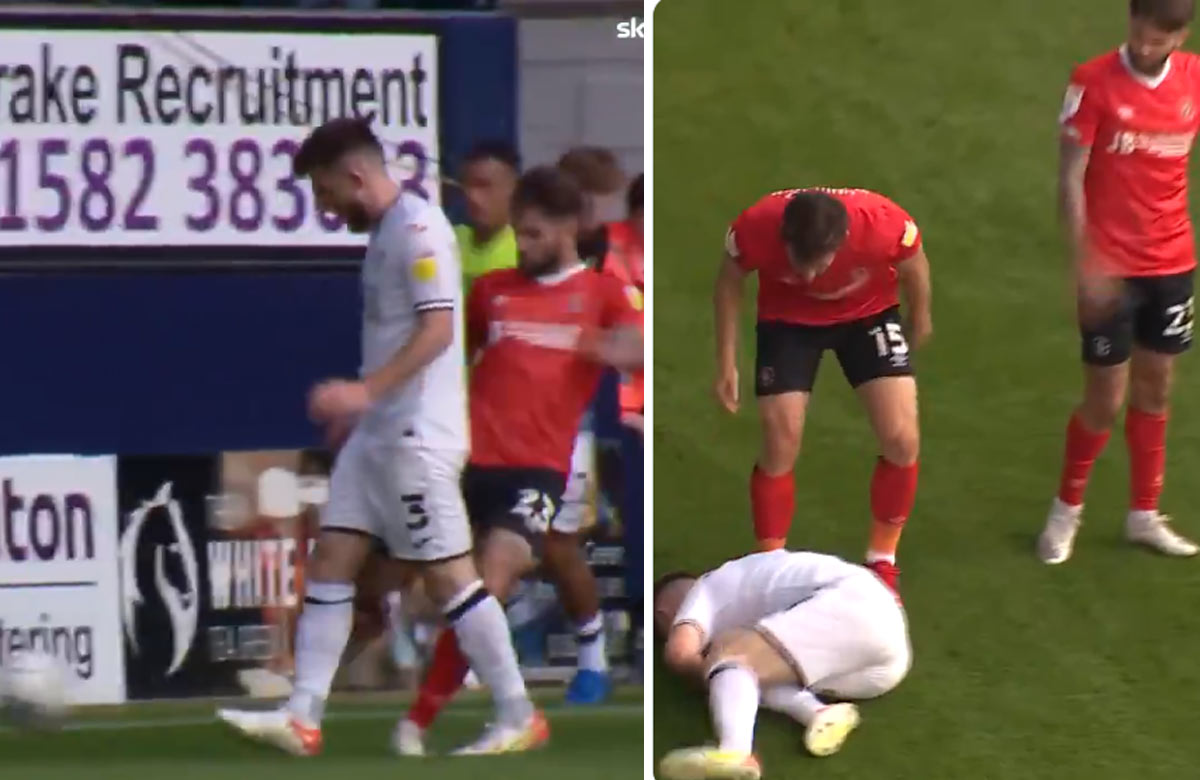 VIDEO: Brutálny faul futbalistu Lutonu proti Swansea