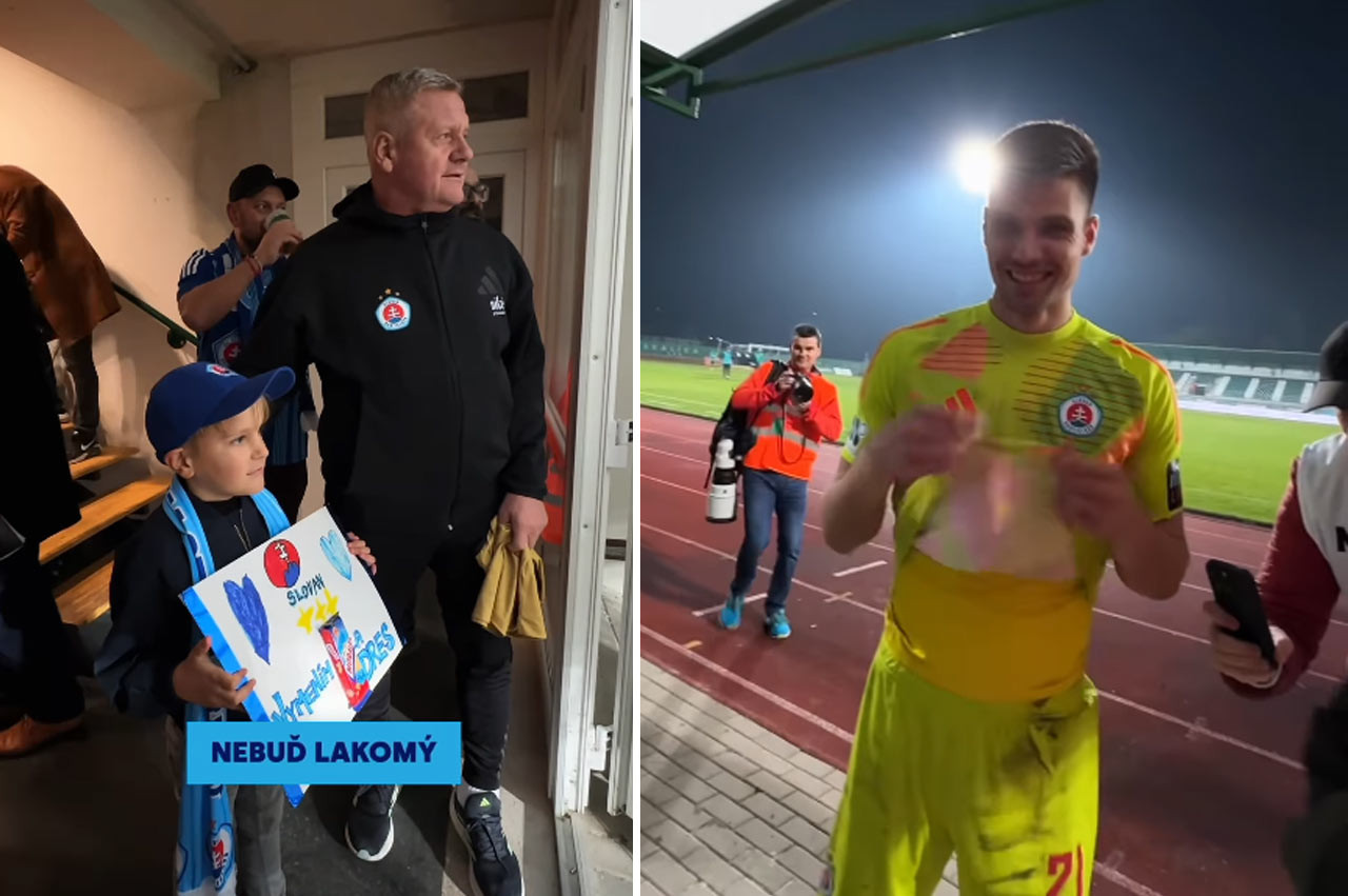 Dominik Takáč si získava srdcia fanúšikov Slovana. Po zápase v Skalici ho prekvapil malý chlapec