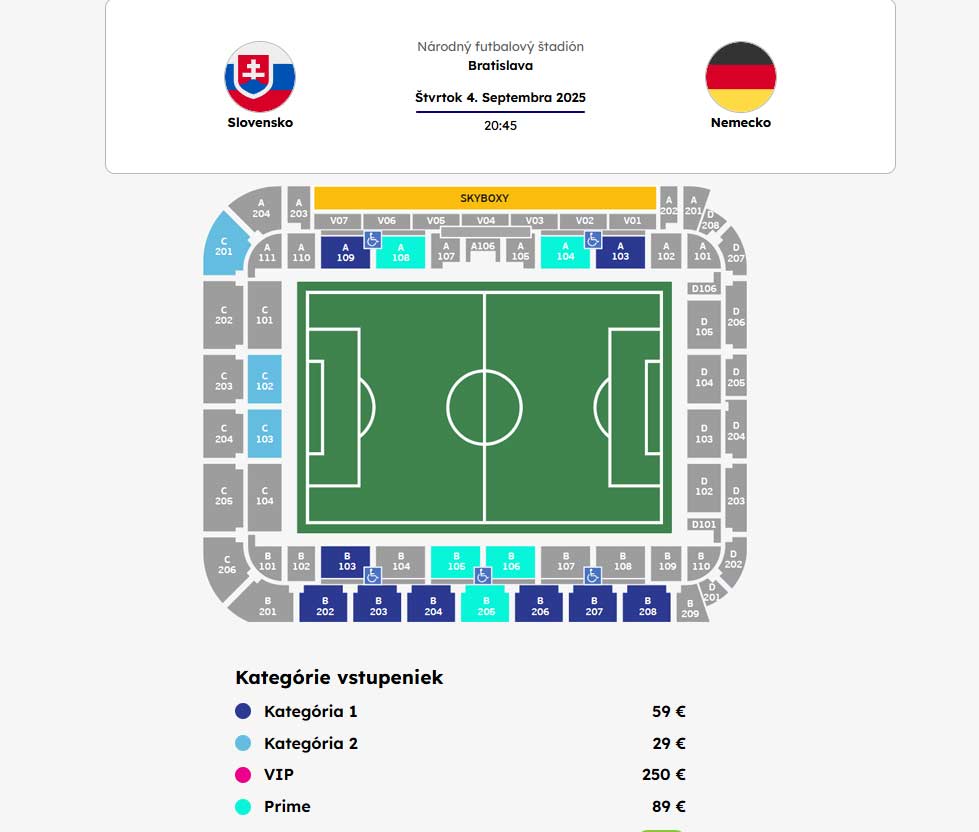 Slovensko vs. Nemecko - Vstupenky