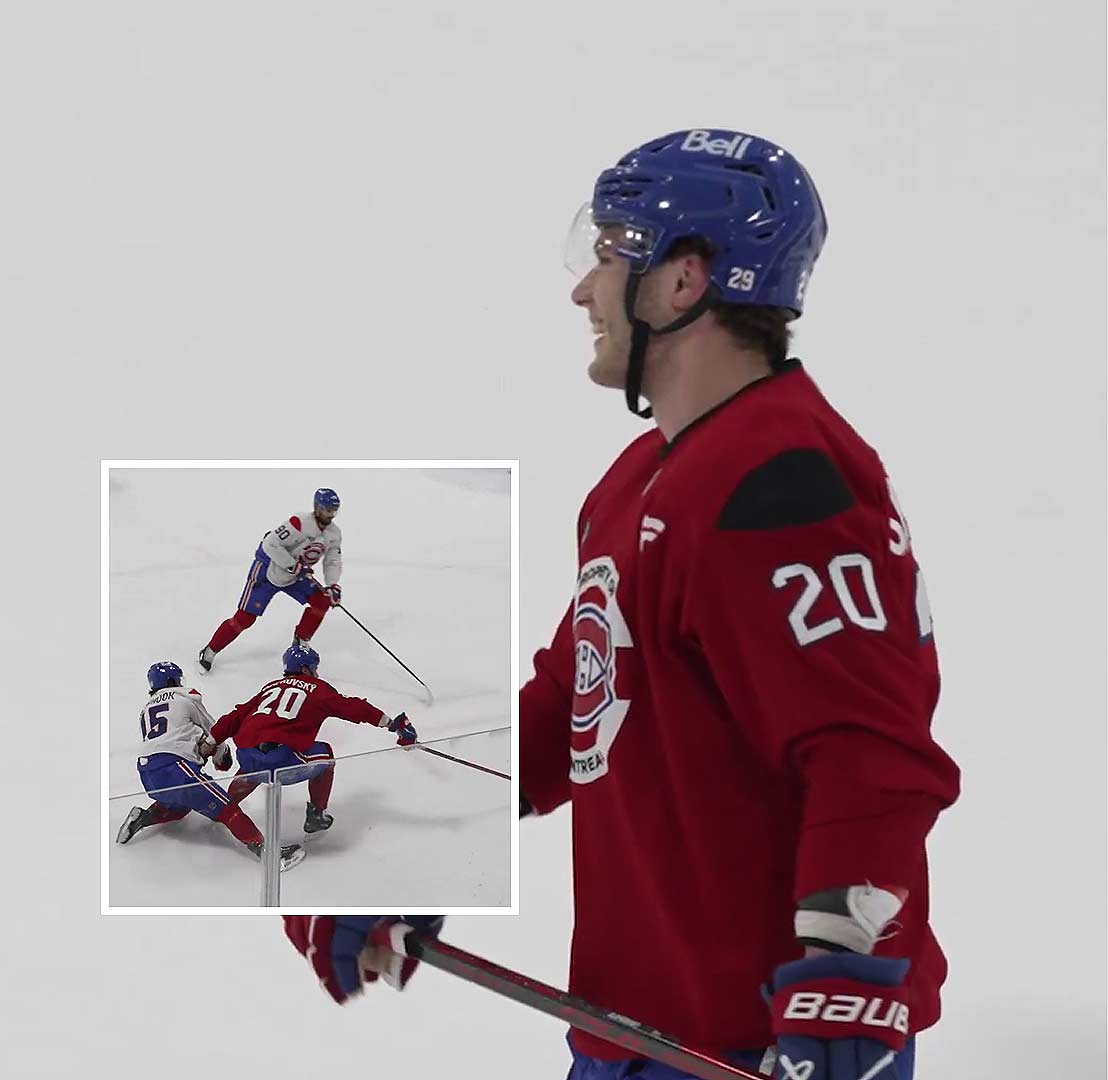 Juraj Slafkovský na tréningu Montrealu