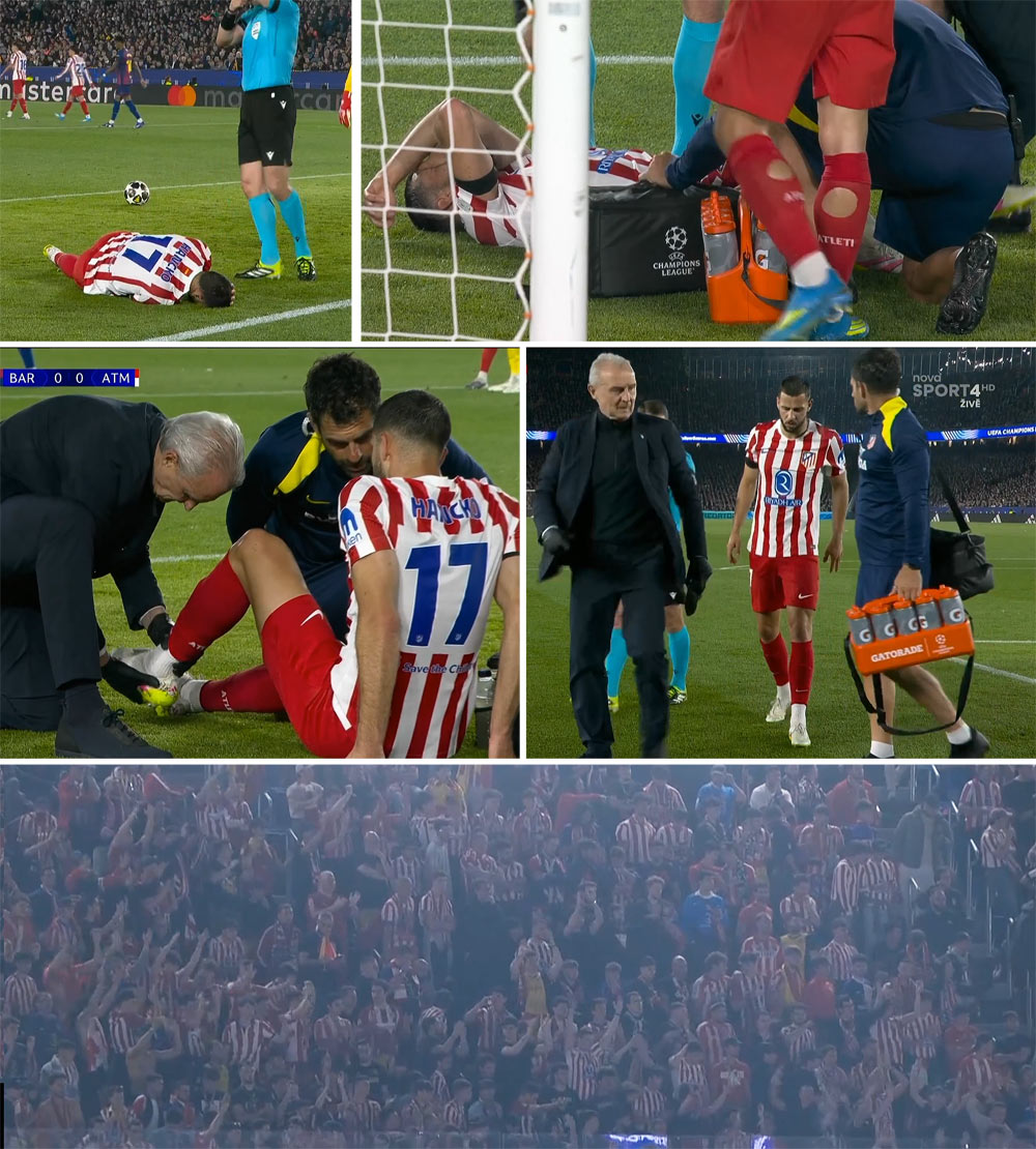 Zranenie Hancka proti Barcelone