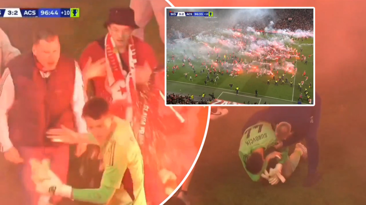 Škandalózne derby v Prahe! Fanúšikovia Slavie zničili zápas a napadli slovenského brankára