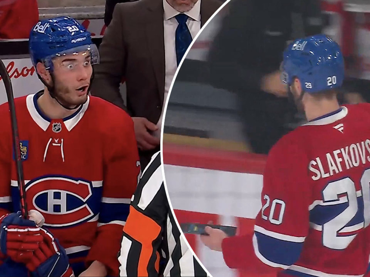 Juraj Slafkovský našiel na ľade nečakaný predmet, Montreal vtipne reaguje