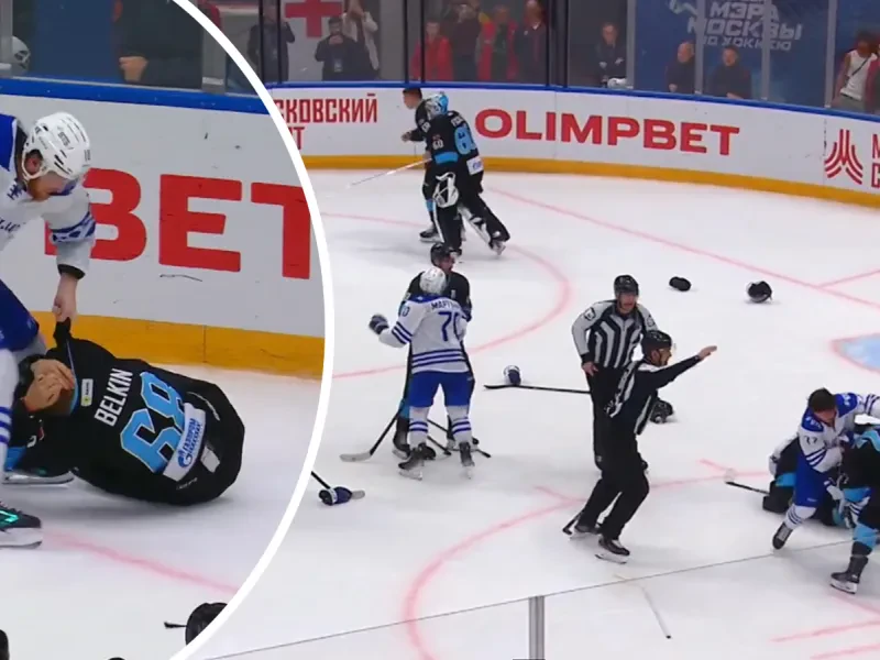 Šialenstvo v Rusku: Prípravný zápas KHL vyvrcholil v závere hromadnou bitkou