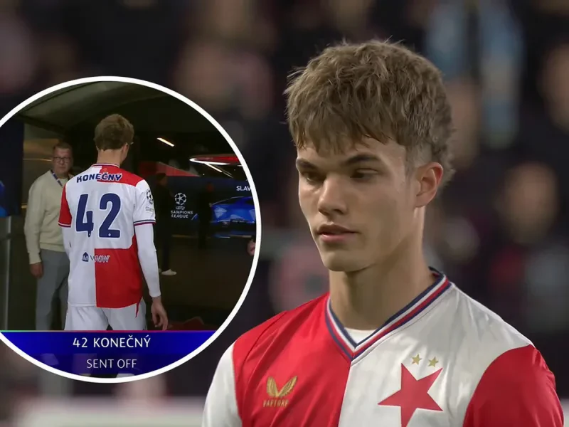 Najrýchlejšie vylúčenie debutanta v histórii Ligy majstrov. Obranca Slavie išiel pod sprchy po troch minútach