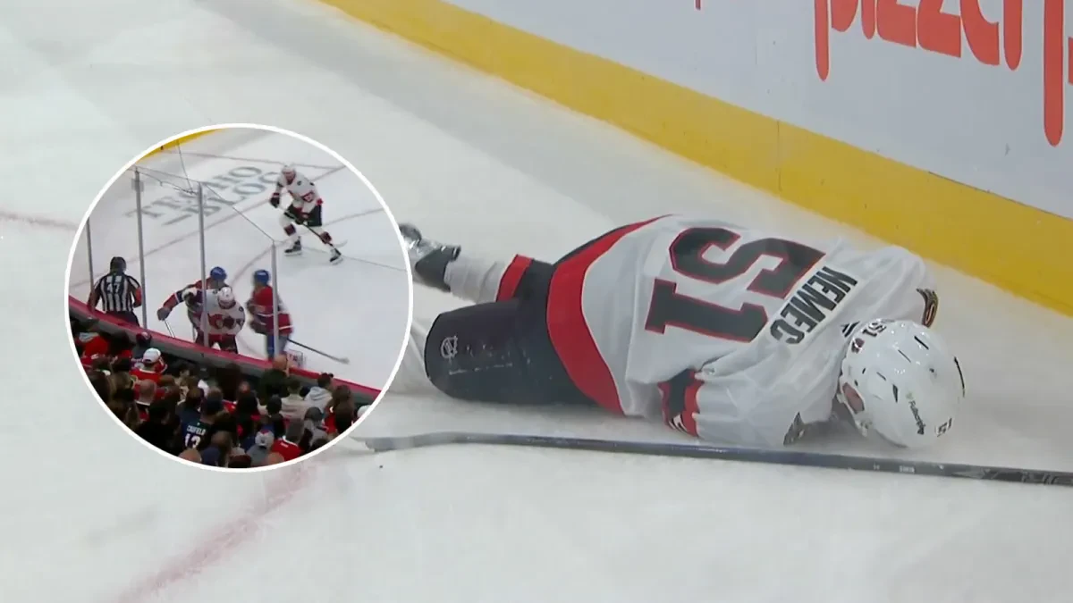 Brat Šimona Nemca pocítil tvrdosť NHL. Pri debute za Ottawu ho zostrelil Slafkovského spoluhráč