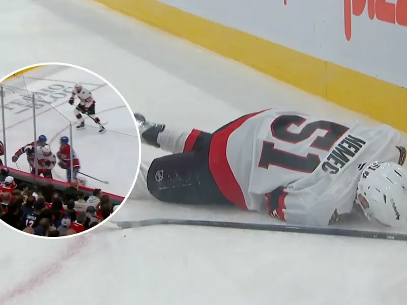 Brat Šimona Nemca pocítil tvrdosť NHL. Pri debute za Ottawu ho zostrelil Slafkovského spoluhráč