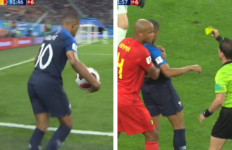 Kylian Mbappé a jeho nešportové zdržovanie hry v závere semifinále proti Belgicku! (VIDEO)